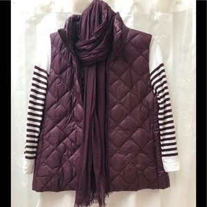 The Loft 3 pc outfit vest top & scarf burgundy XS